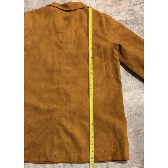 Vintage Faux Suede Chore Coat Brown Button Up Shirt Jacket Size M Western Boho - Picture 9 of 9